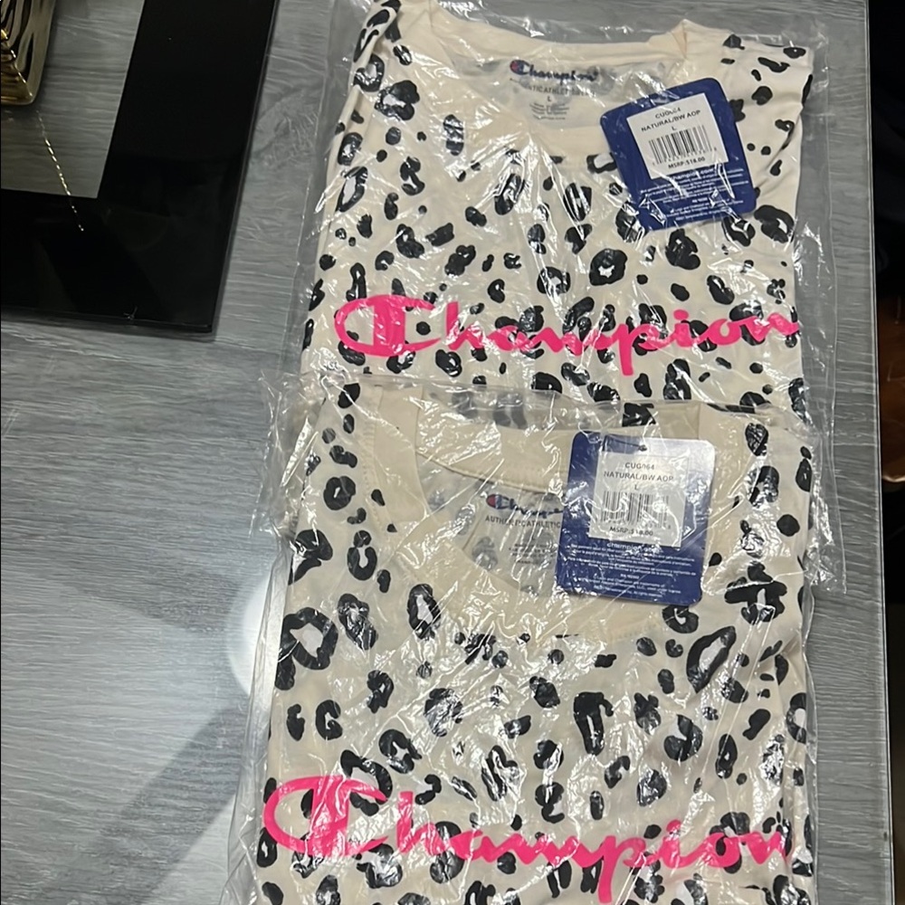 TWO Champion Pink and Cream Short Sleeve Tees